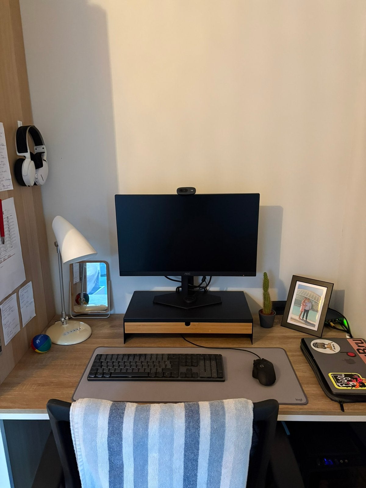 Bureau blanc/bois - 120x60x76, Maison & Meubles, Bureaux, Autres marques, Bureau d'ordinateur, 120 cm, Enlèvement