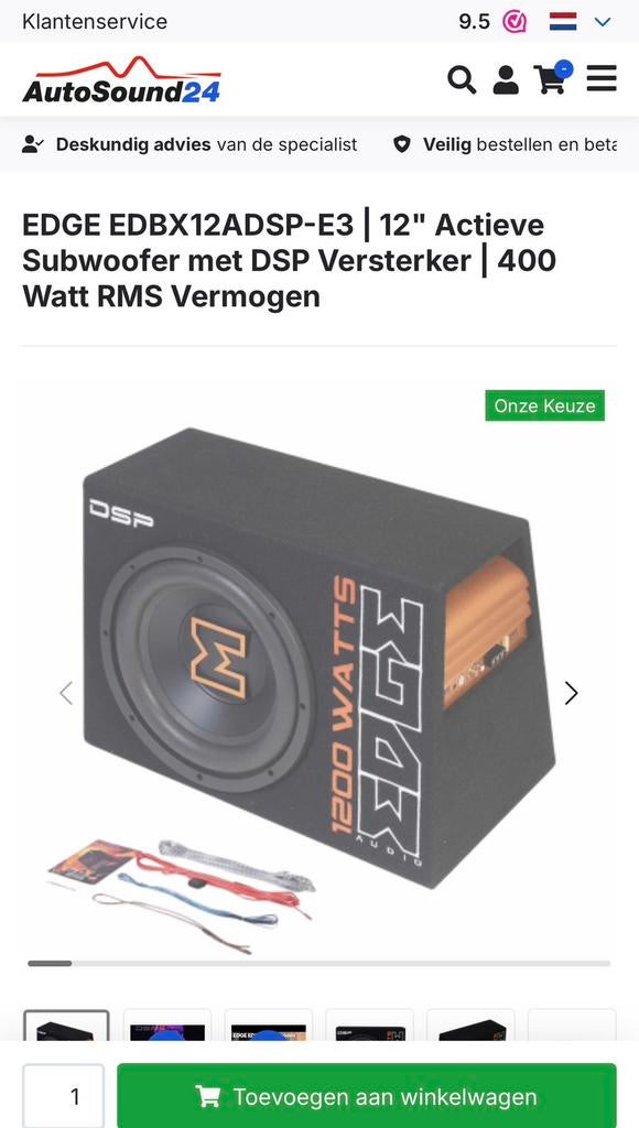 Actieve subwoofer merk edge, Auto diversen, Autospeakers, Ophalen, Zo goed als nieuw