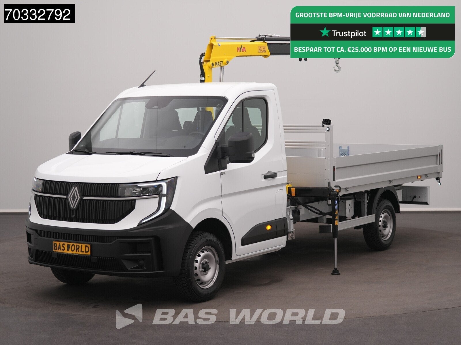 Renault Master 170PK Automaat HYVA HA27 Kraan Open Laadbak C, Auto's, Bestelwagens en Lichte vracht, Automaat, 1998 cc, Stof, Euro 6