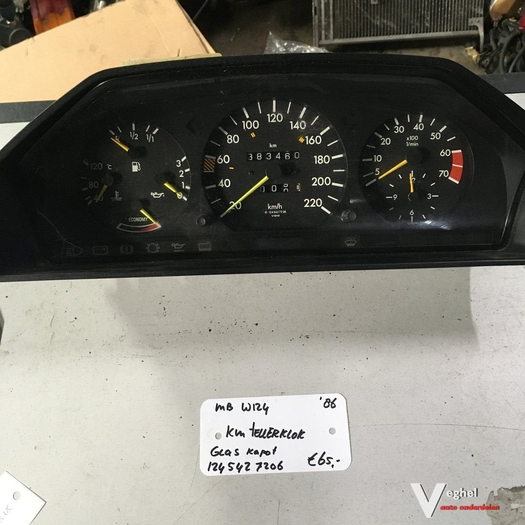 Mercedes W124   1986      Km Tellerklok  124 542 7206 ( glas, Autos : Pièces & Accessoires, Tableau de bord & Interrupteurs, -