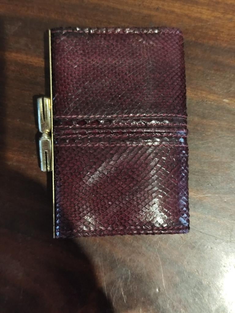 Portemonnee van echt slangenleer - wijnbladeren, Handtassen en Accessoires, Portemonnees, Leder