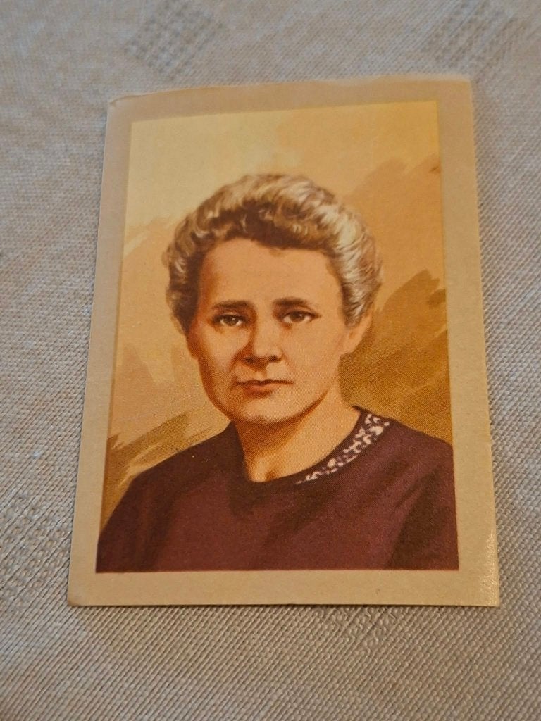 Prentje/Chromo : Marie Curie / Chocolade Jacques, 1960 tot 1980, Gebruikt, Ophalen of Verzenden, Prent