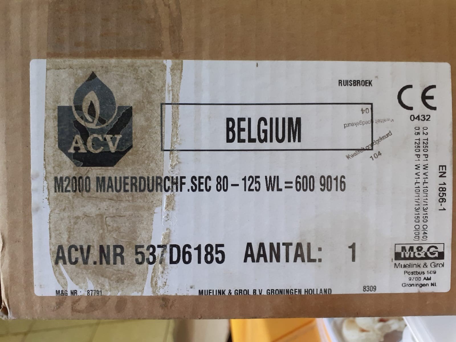 ACV concentrische rookgasmuurdoorvoer, Bricolage & Construction, Enlèvement, Neuf