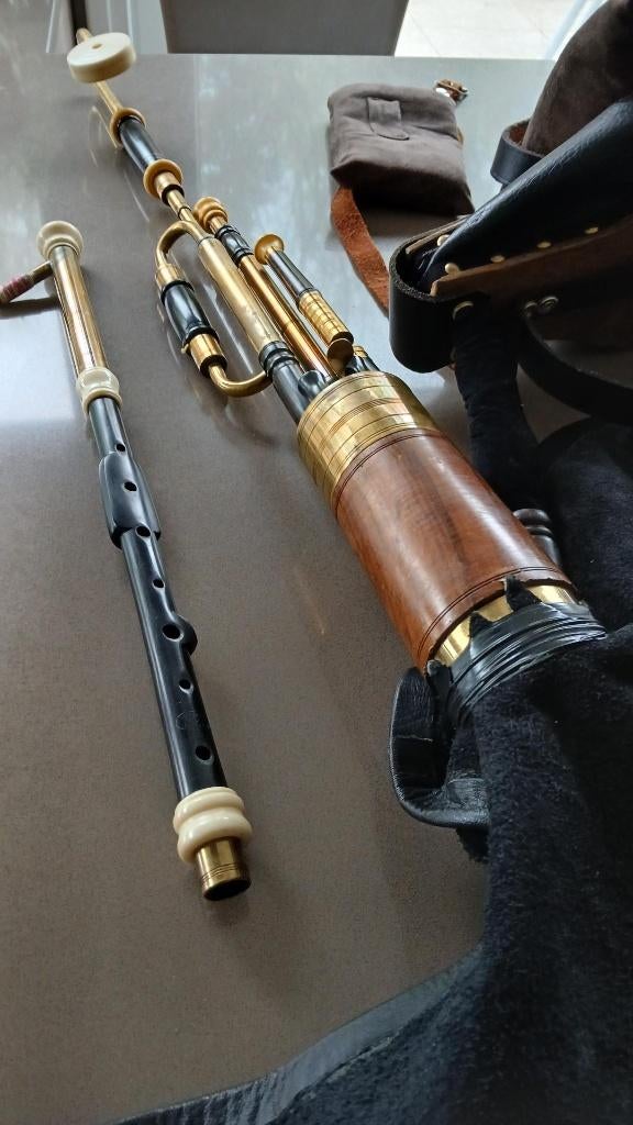 uilleann pipes/ierse doedelzak 1/2 set (M. Vignoles), Muziek en Instrumenten, Ophalen, Zo goed als nieuw, Met koffer of draagtas
