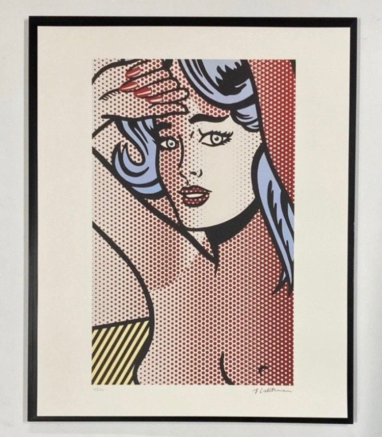 Lithographie Roy Lichtenstein. Vendue encadrée, Antiquités & Art, Art | Lithographies & Sérigraphies, Enlèvement ou Envoi, Lithographie