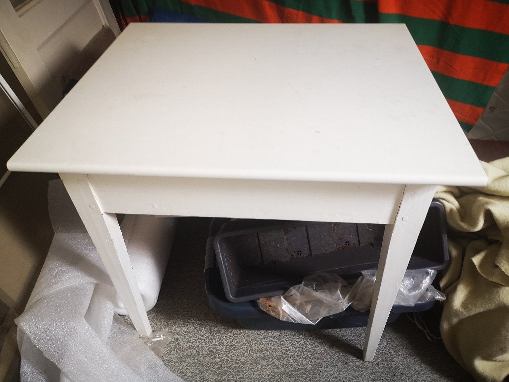 Oud geverfde tafel met schuif 70 x 80, Ophalen