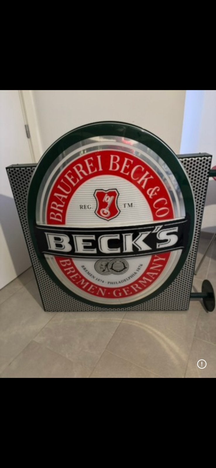 Beck’s Lichtreclame Dubbelzijdig Groot te koop., Ophalen, Zo goed als nieuw