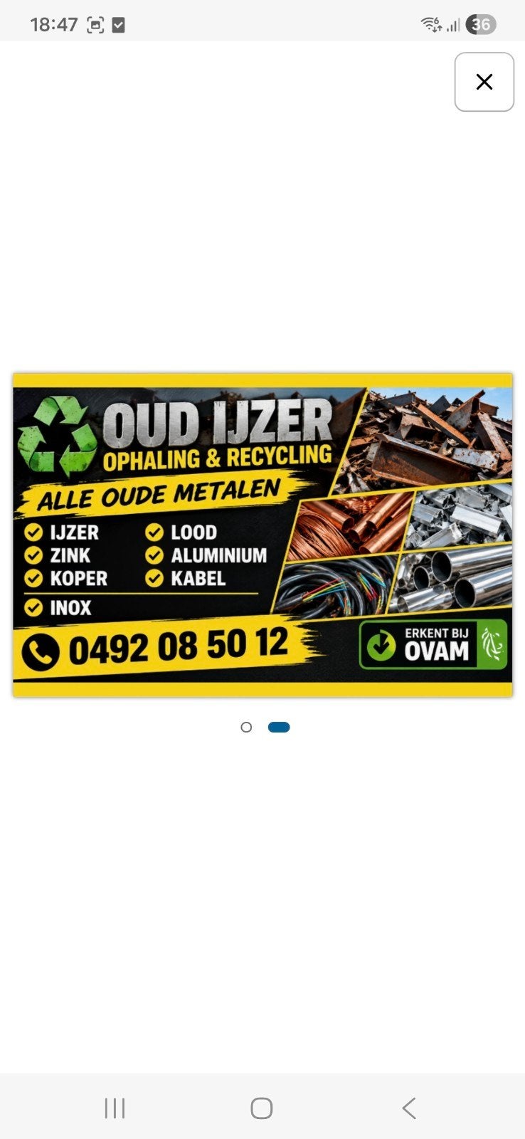 oud ijzer, Divers, Enlèvement