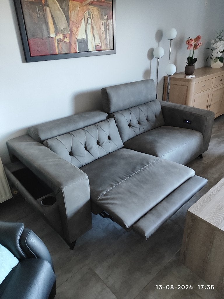 Fauteuil de salon en cuir, Maison & Meubles, Canapés | Salons, 200 à 250 cm, Banc droit, Comme neuf, Enlèvement
