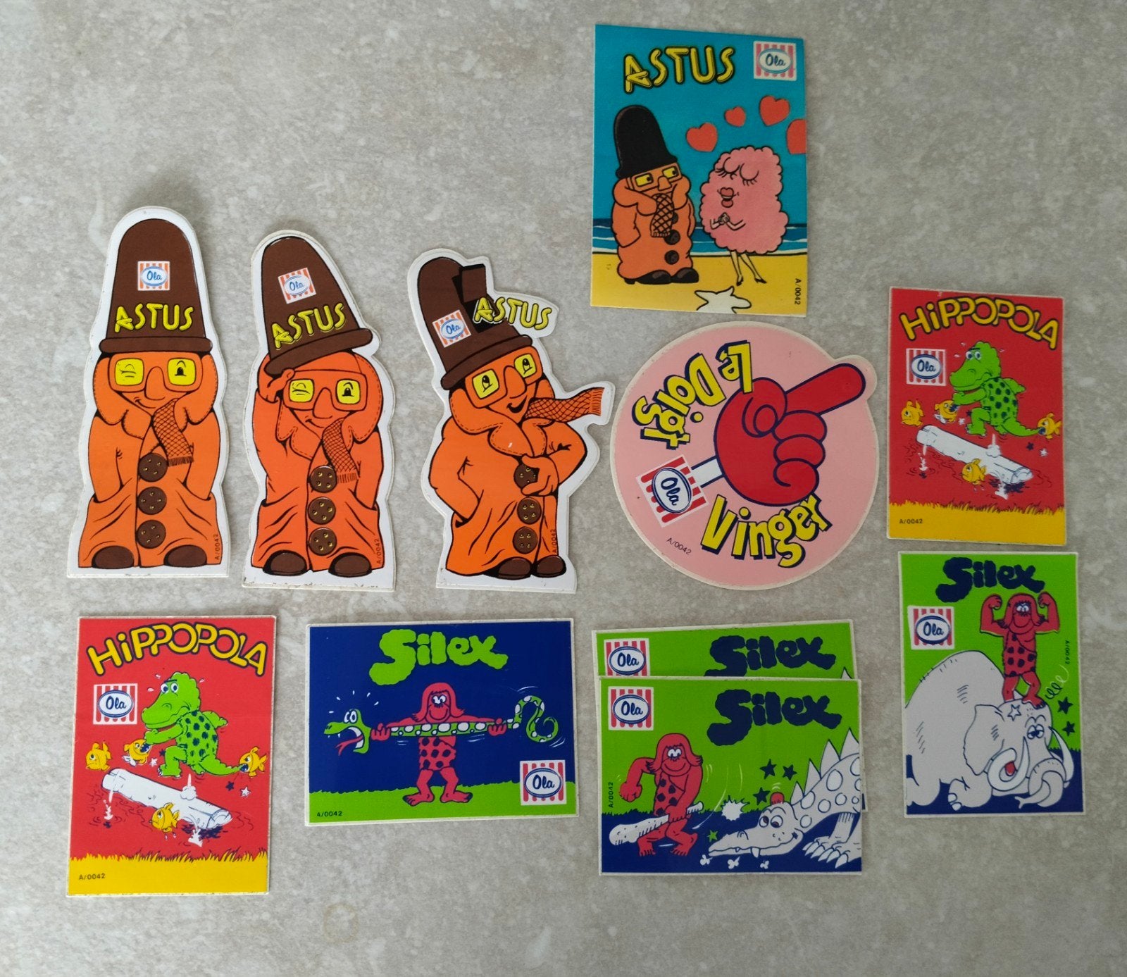 11 oude vintage reclame stickers OLA, Verzamelen, Ophalen of Verzenden