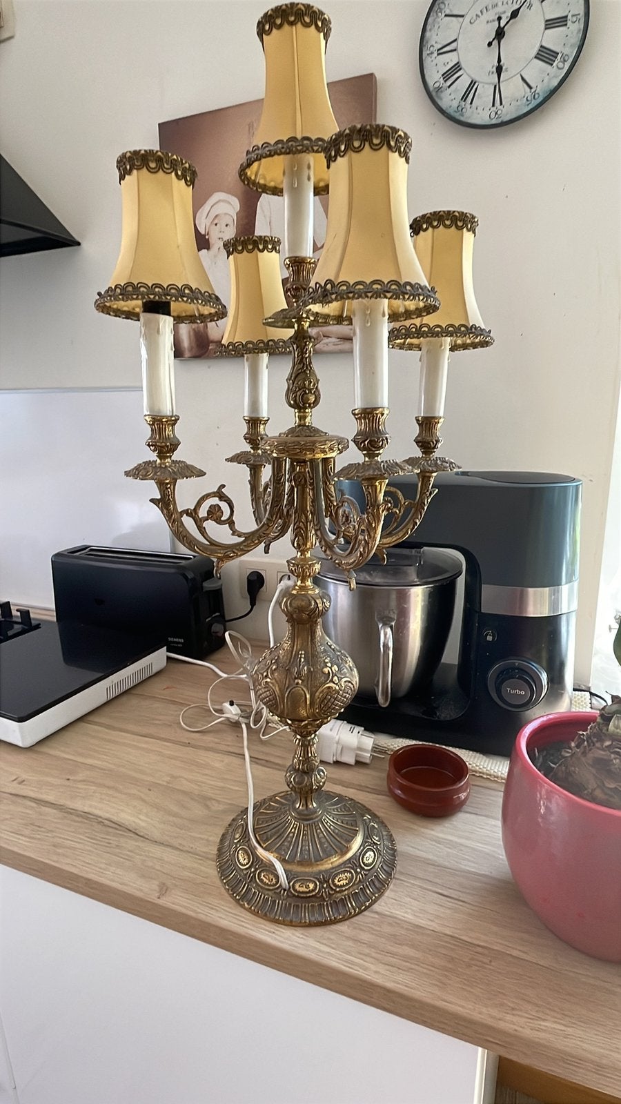 Antieke bronzen tafellamp, Ophalen, Gebruikt