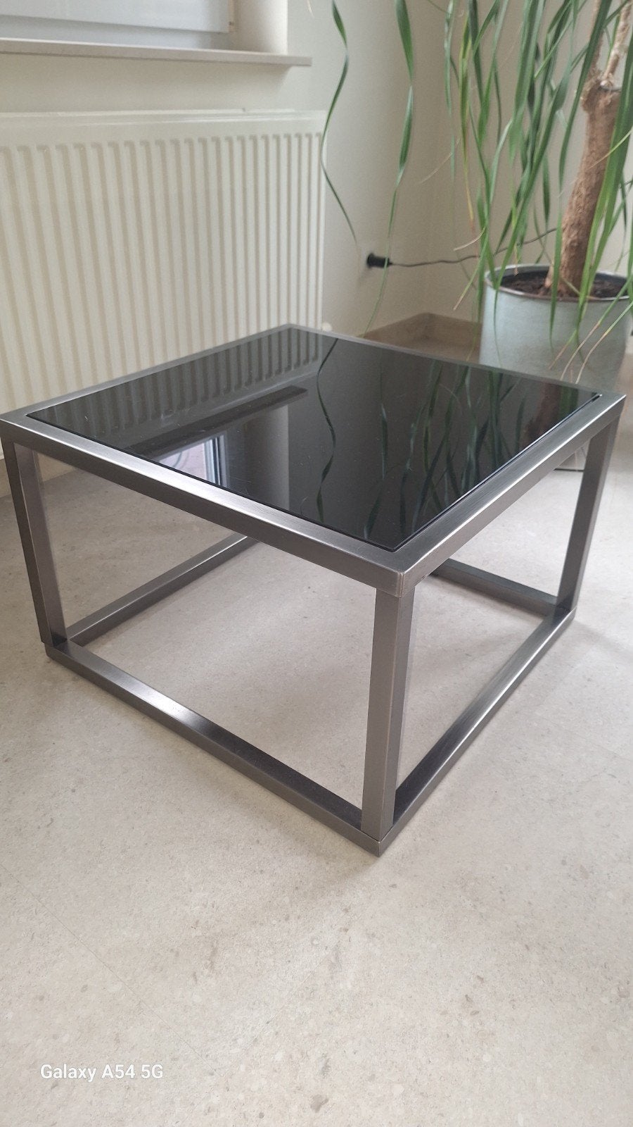 vintage bijzettafel inox, Ophalen, Zo goed als nieuw