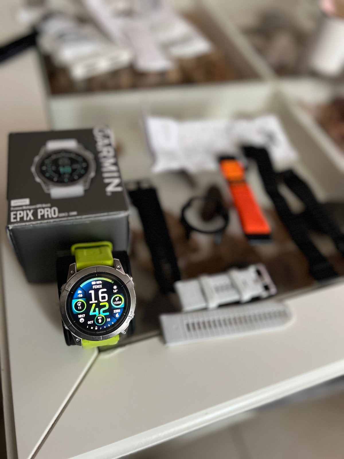 Smartwatch Garmin epix pro gen 2, Handtassen en Accessoires, Ophalen, Wit, Zo goed als nieuw, Waterdicht