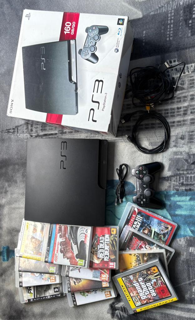 PlayStation 3 slim + boite et 14 jeux, Consoles de jeu & Jeux vidéo, Enlèvement, Comme neuf, Slim