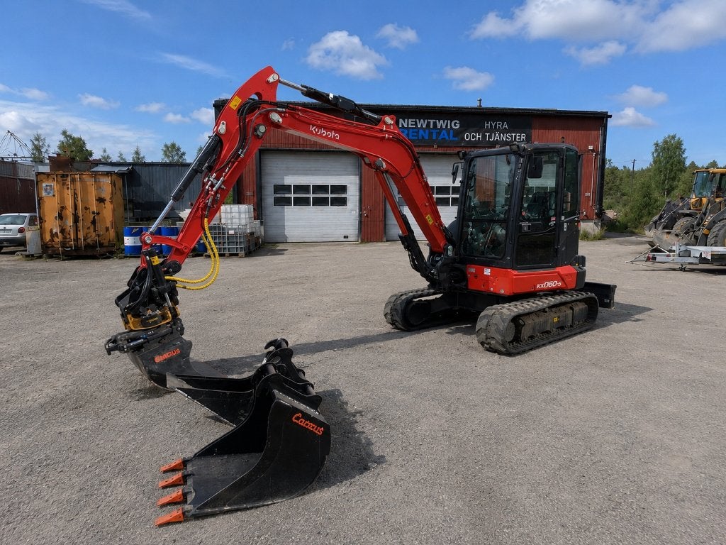 Excavatrice Mini Digger Kubota KX060-5 Tiltrotator 3 godets, Enlèvement ou Envoi, Excavatrice