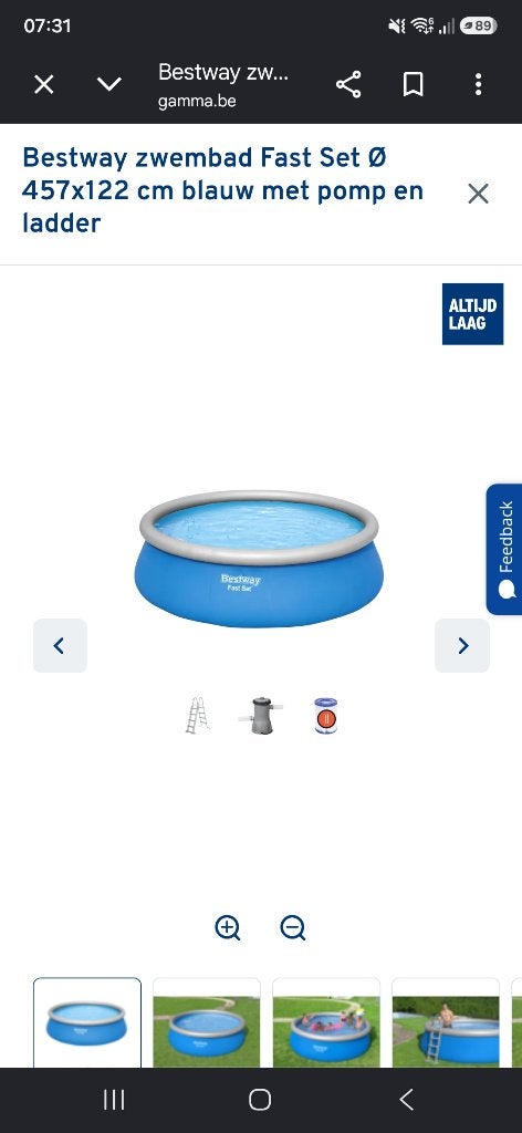 Zwembad bestway fast set diameter 457, hoogte 122, Tuin en Terras, Zwembaden, Gebruikt, Opblaaszwembad, Rond, 300 cm of meer