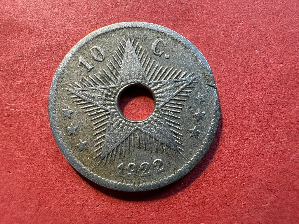 Belgisch Congo - 10 centiem 1922 (#266#), Postzegels en Munten, Munten | Afrika, Ophalen of Verzenden, Overige landen, Losse munt