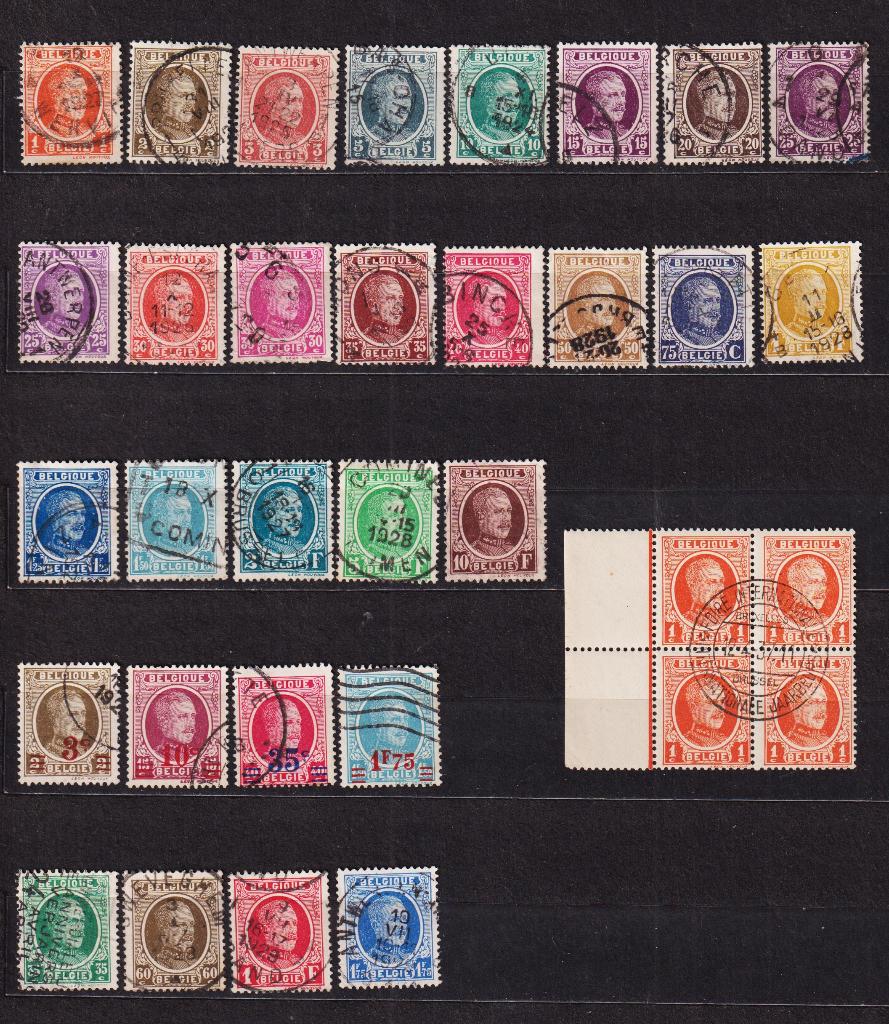 Belgique 1922-1927 Albert I Houyoux série complète oblitérés, Oblitéré, Affranchi, Maison royale, Envoi