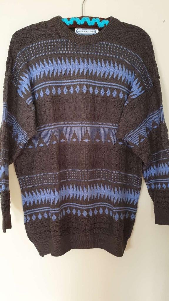 Vintage retro jaren 80 90 trui heren, Belgisch, Ann Harrewyn, Ophalen, Grijs