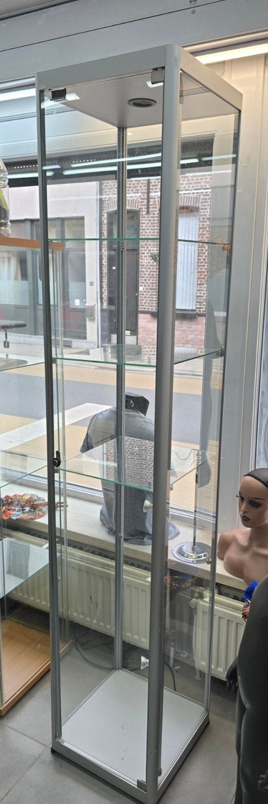 lange professionele vitrinekast met verlichting, Ophalen