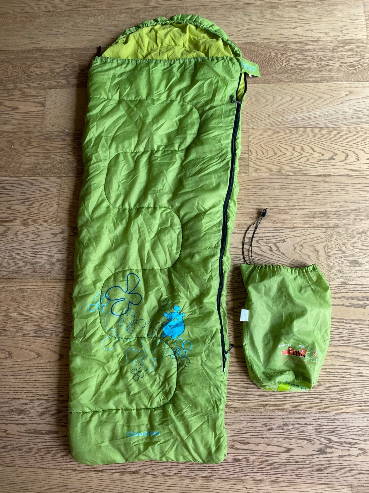 Groene kinderslaapzak Quecha, Caravans en Kamperen, Slaapzakken, Ophalen of Verzenden, Gebruikt