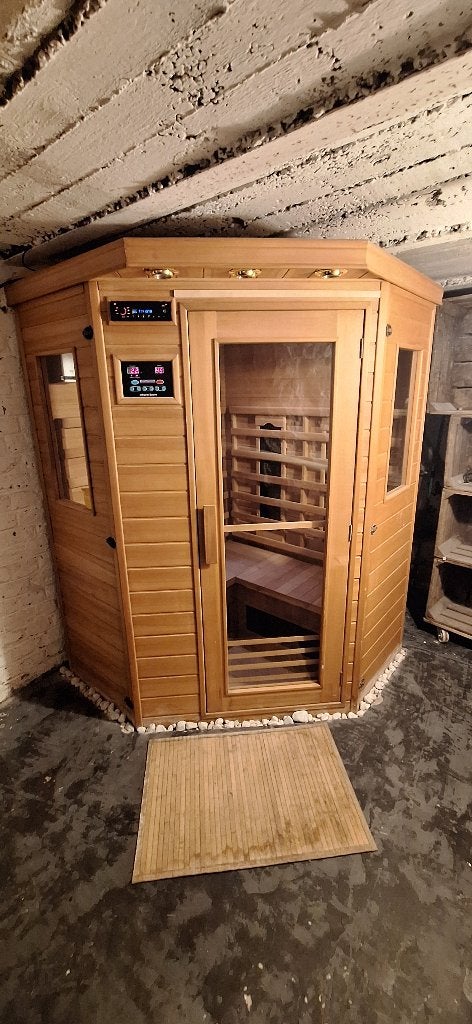 Sauna infrarouge d'angle, Sport en Fitness, Ophalen, Zo goed als nieuw, Infrarood, Complete sauna