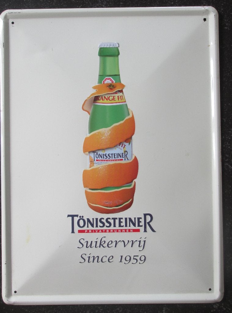 Blikken reclamebord van Tönissteiner, Ophalen of Verzenden, Gebruikt, Reclamebord