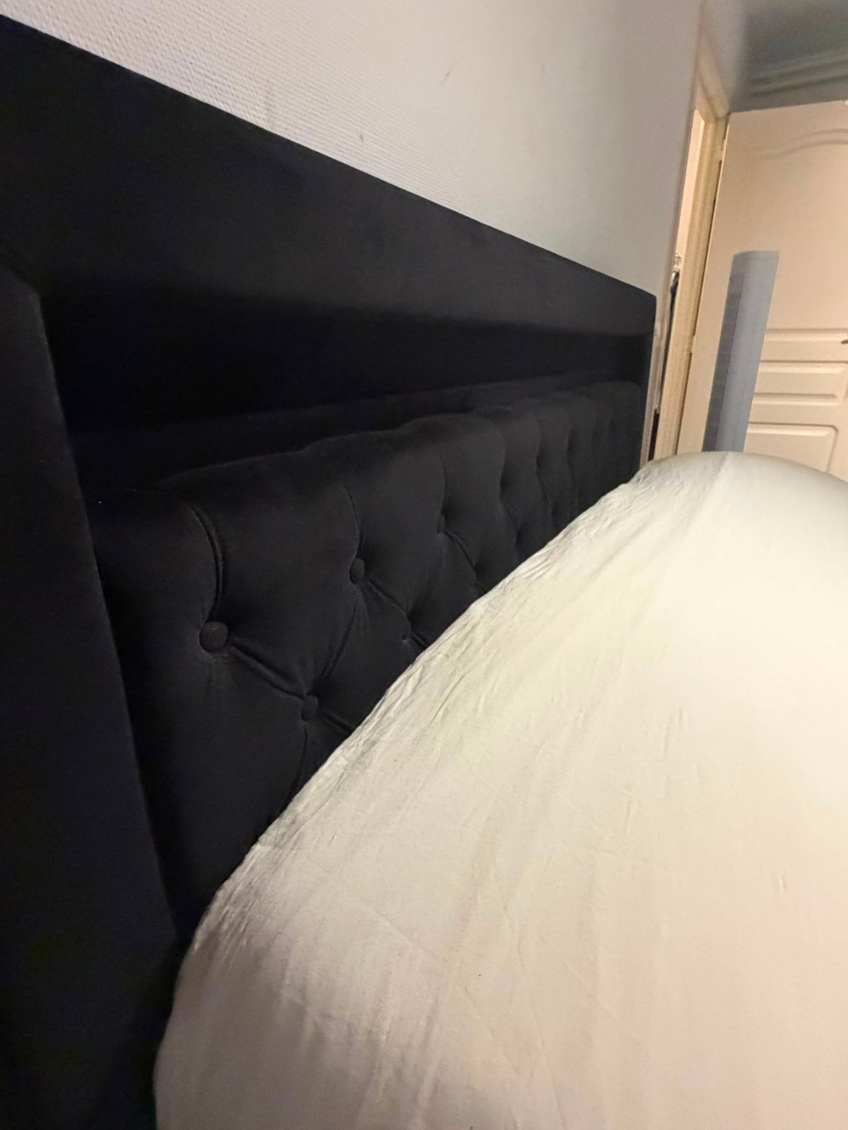 160x200 Gestoffeerd tweepersoonsbed incl. matras, Enlèvement, Comme neuf, Noir