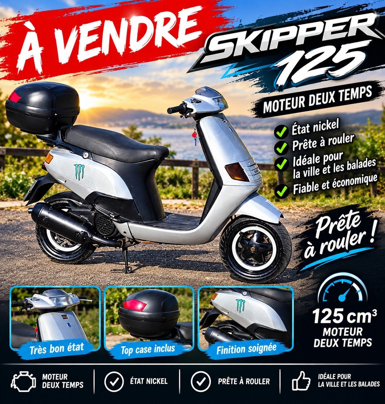 piaggio skipper 125cc 2t, Fietsen en Brommers, Ophalen of Verzenden