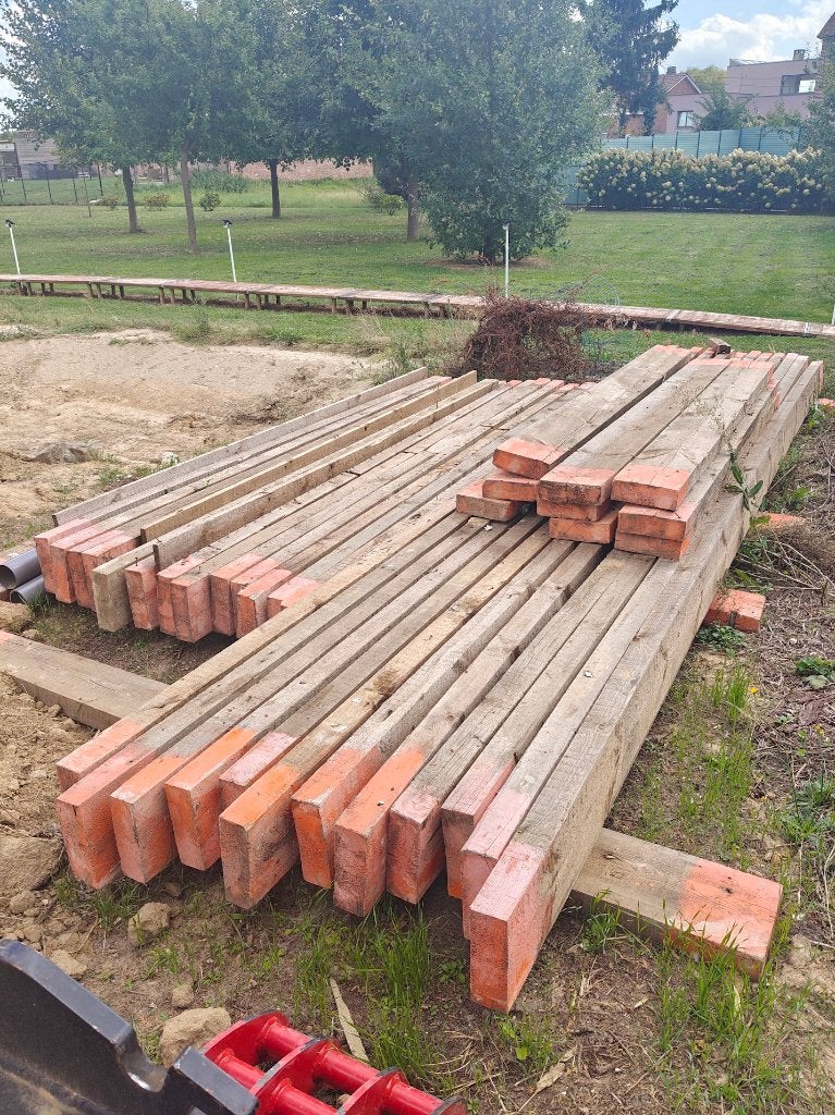 Houten balken 220x75, Doe-het-zelf en Bouw, Ophalen, Gebruikt, Grenen, Balk
