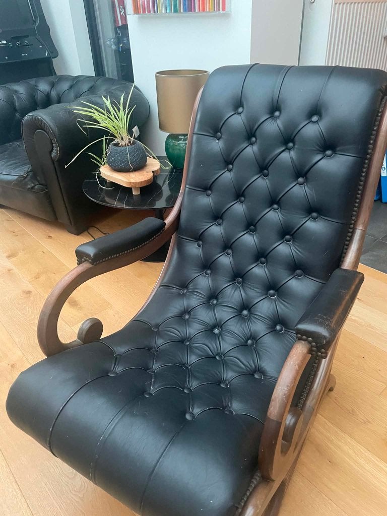 Vintage Chesterfield chaise longue, Huis en Inrichting, Ophalen, Gebruikt, 100 tot 125 cm, Hout
