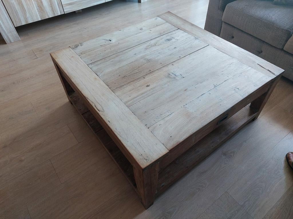 Salontafel teak lugas vierkant, Teck, Moins de 50 cm, 50 à 100 cm, Enlèvement