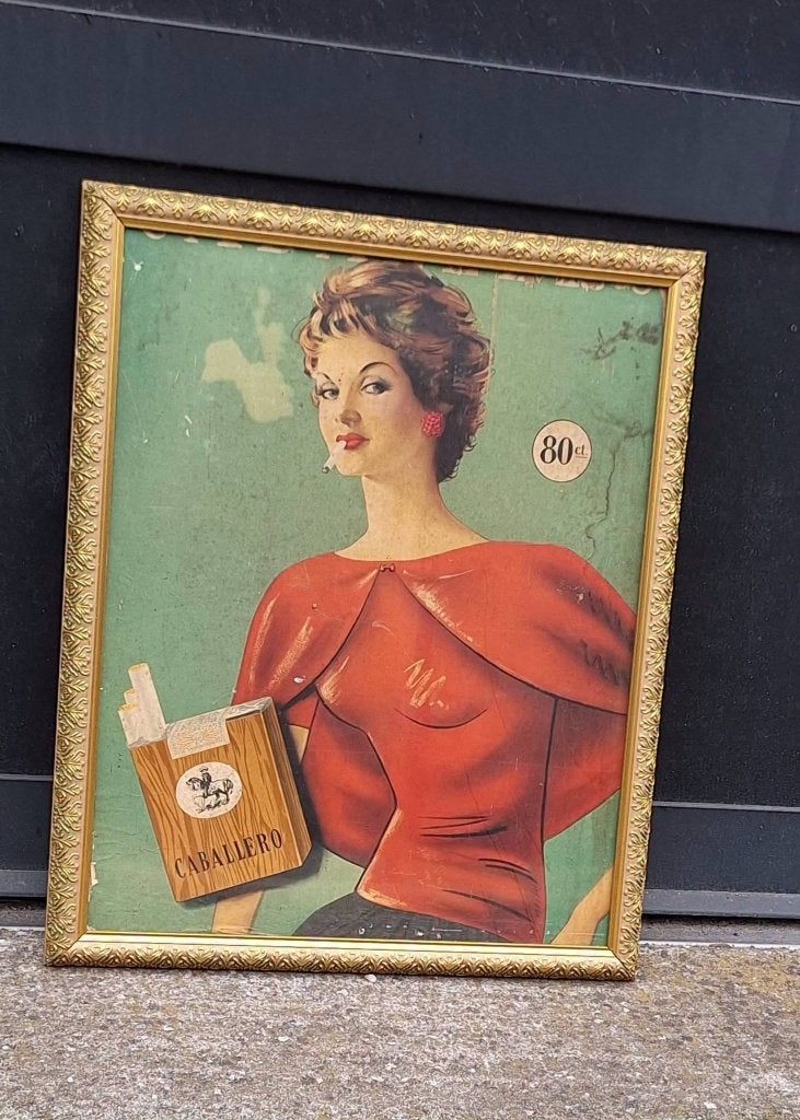 Originele vintage reclame voor Caballero sigaretten🚬, Verzamelen, Ophalen, Gebruikt, Reclamebord