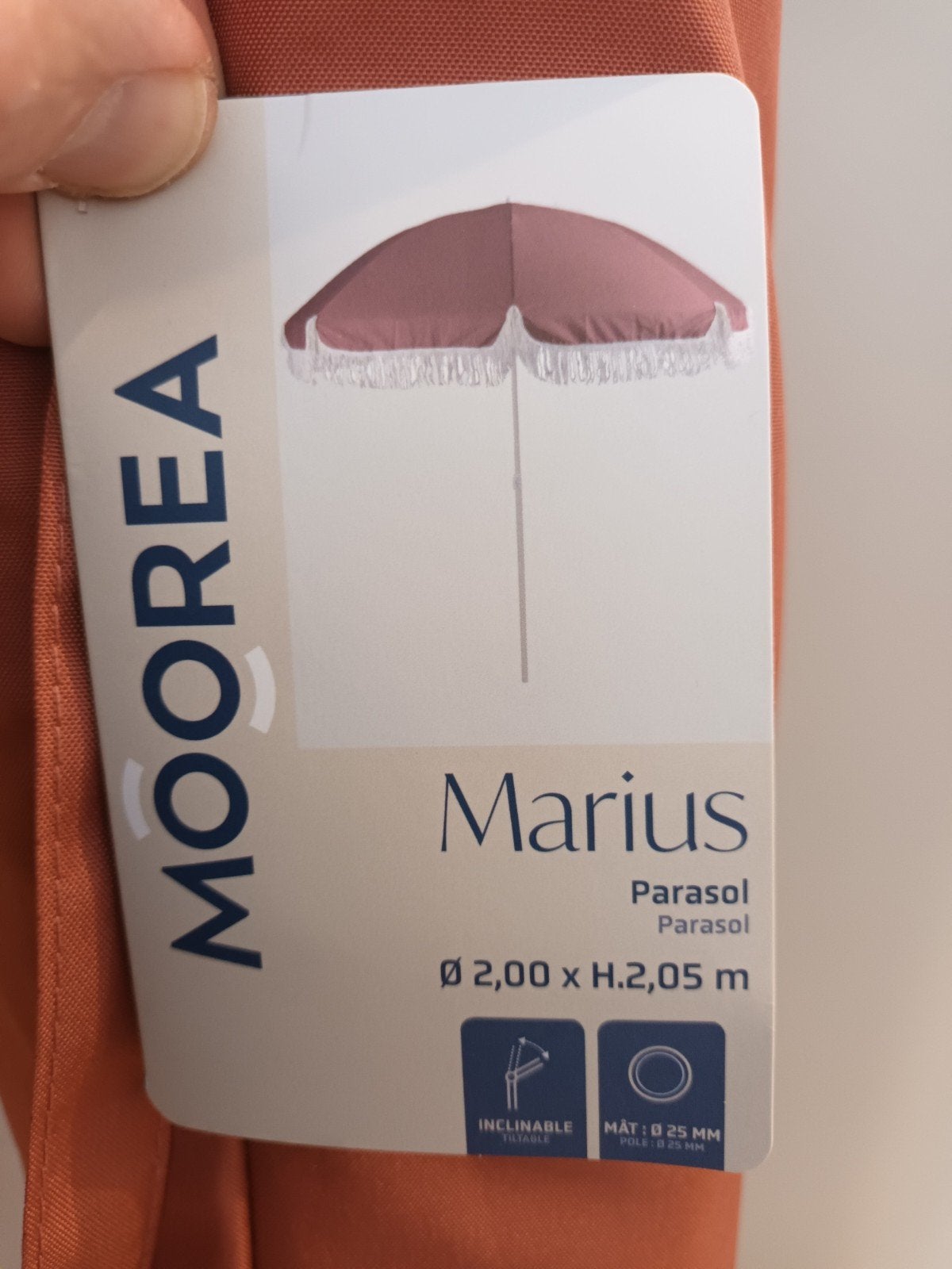 parasol 200cm neuf avec housse de protection, Enlèvement