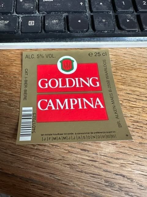 Étiquette d'étiquette Campina dorée, Enlèvement ou Envoi, Neuf, Autres types, Autres marques