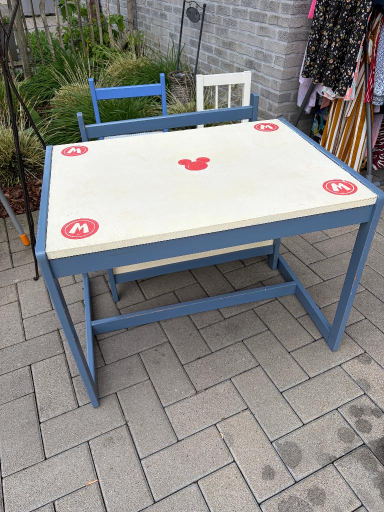 Table + canapé + chaises pour enfants, Bleu, Enlèvement, Utilisé, Bois