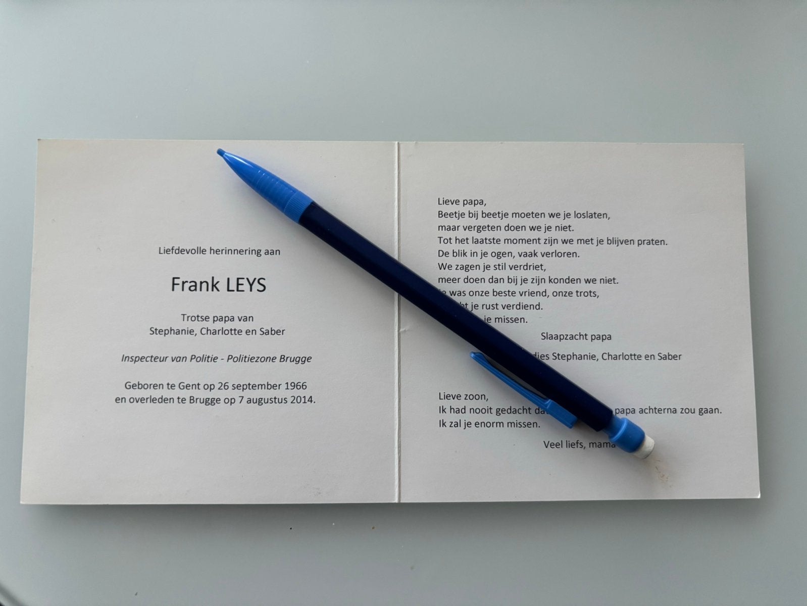 Inspecteur de police de Bruges - Leys Frank, Collections, Envoi, Image pieuse