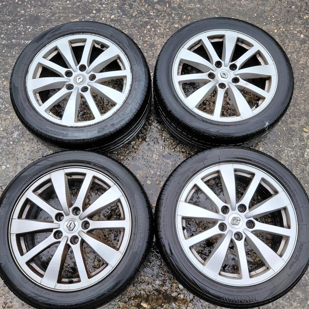 Renault aluminium velgen met goede banden. 215 50 17, Ophalen, Band(en)