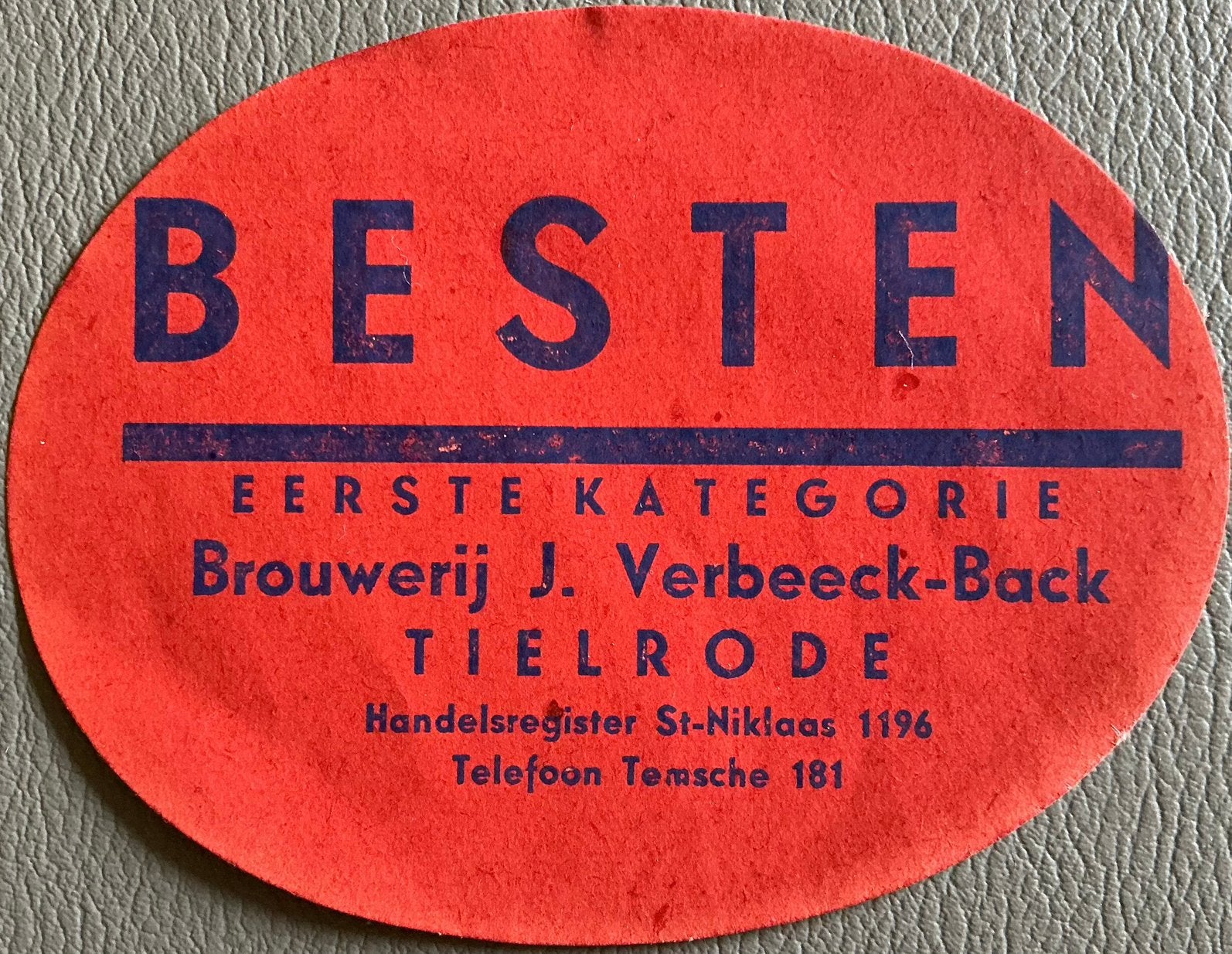 Oud BR.VERBEECK-BACK/BESTEN/TIELRODE/bieretiket, Ophalen of Verzenden, Zo goed als nieuw, Overige typen