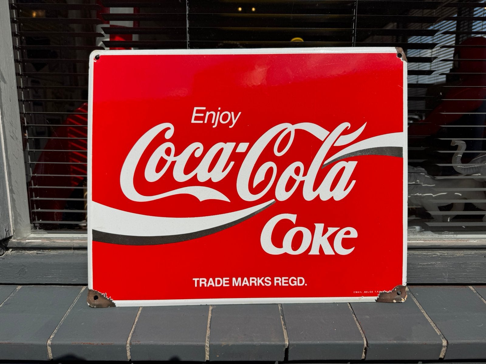 Panneau publicitaire en émail Coca Cola, Panneau publicitaire, Enlèvement ou Envoi, ., Utilisé