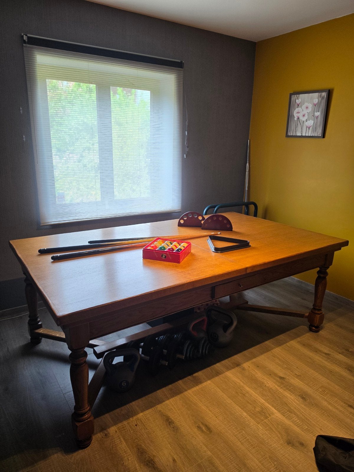 Eiken eet- en biljarttafel combinatie, Ophalen, Biljarttafel