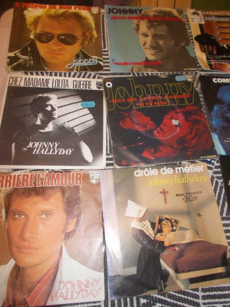 60 stuks vinyl Johnny Hallyday 45 rpm, Cd's en Dvd's, Fotohoes, Ophalen of Verzenden, Gebruikt, Single