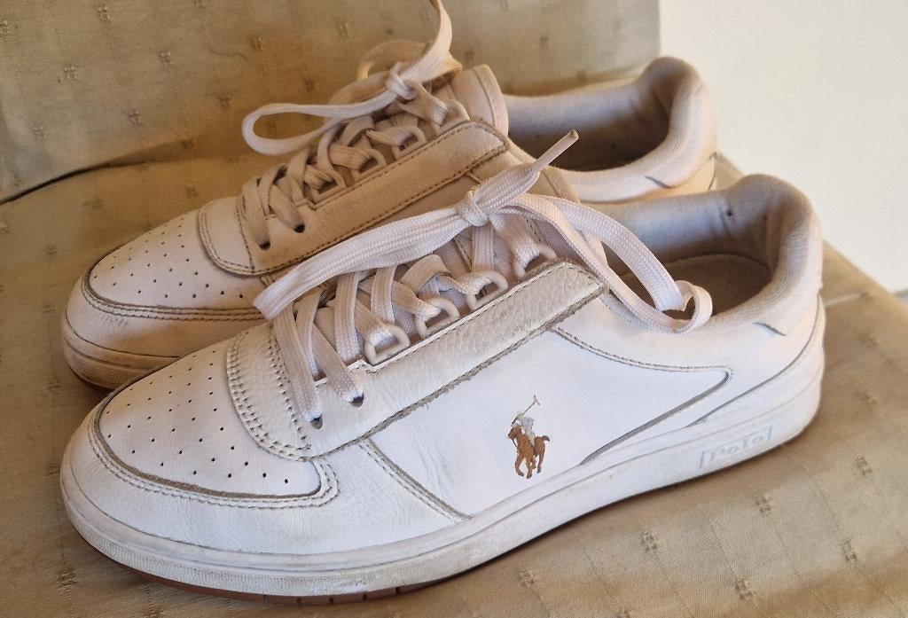 Sneakers👍TOP👍"Ralpf Lauren"👍Polo Sport👍en Cuir !👍t:41👍, Enlèvement ou Envoi, Comme neuf, Polo Ralph Lauren, Blanc