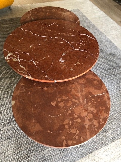 Tables basses (3 ronds de marbre), Huis en Inrichting, Tafels | Salontafels, Ophalen, Overige materialen, Rond, 50 tot 100 cm