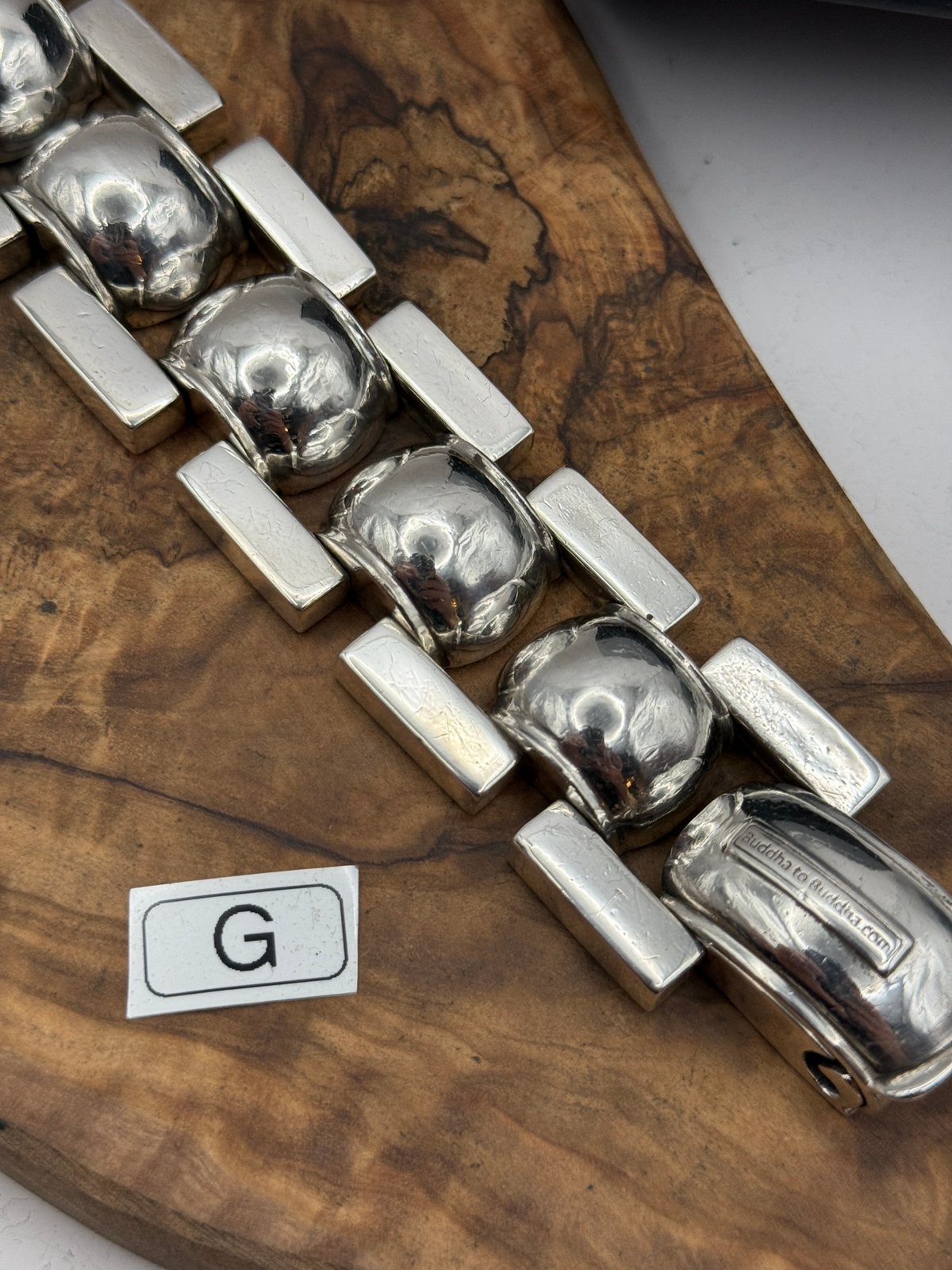 “BATUL XL” buddha to buddha 24,5cm• Maat: G “GEPOLIJST”, Handtassen en Accessoires, Ophalen of Verzenden, Zo goed als nieuw, Zilver