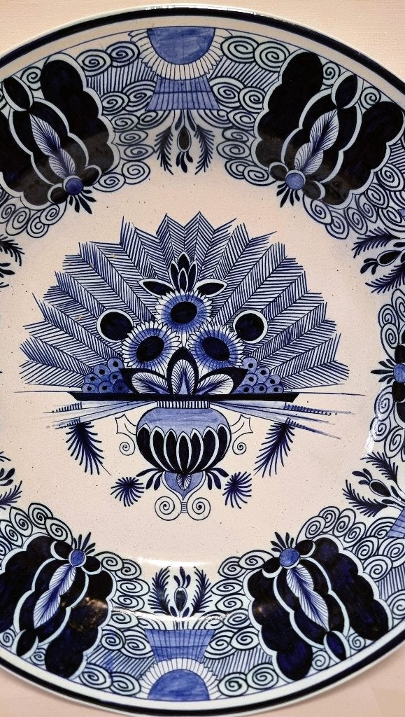 Pauwenbord Delfts Blauw , 37 cm., Antiek en Kunst, Ophalen of Verzenden