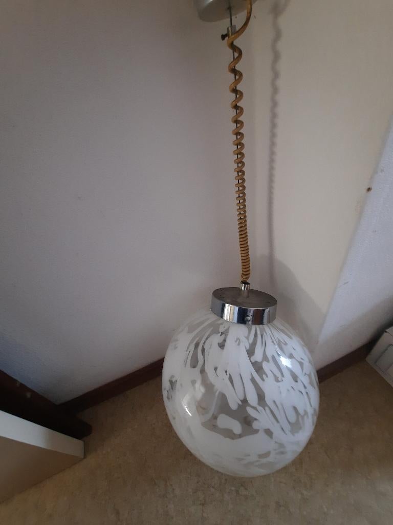 Hanglamp, glazen bol, compleet - jaren '70., Ophalen