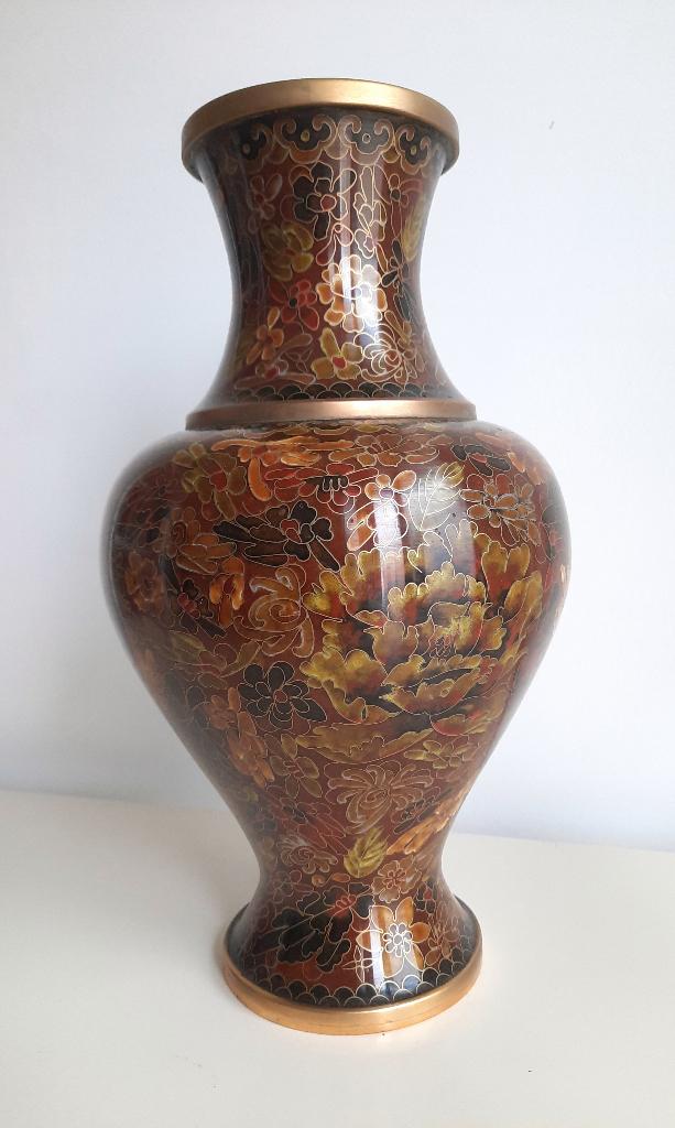 Grote cloisonné vaas 35cm, Antiek en Kunst, Ophalen of Verzenden