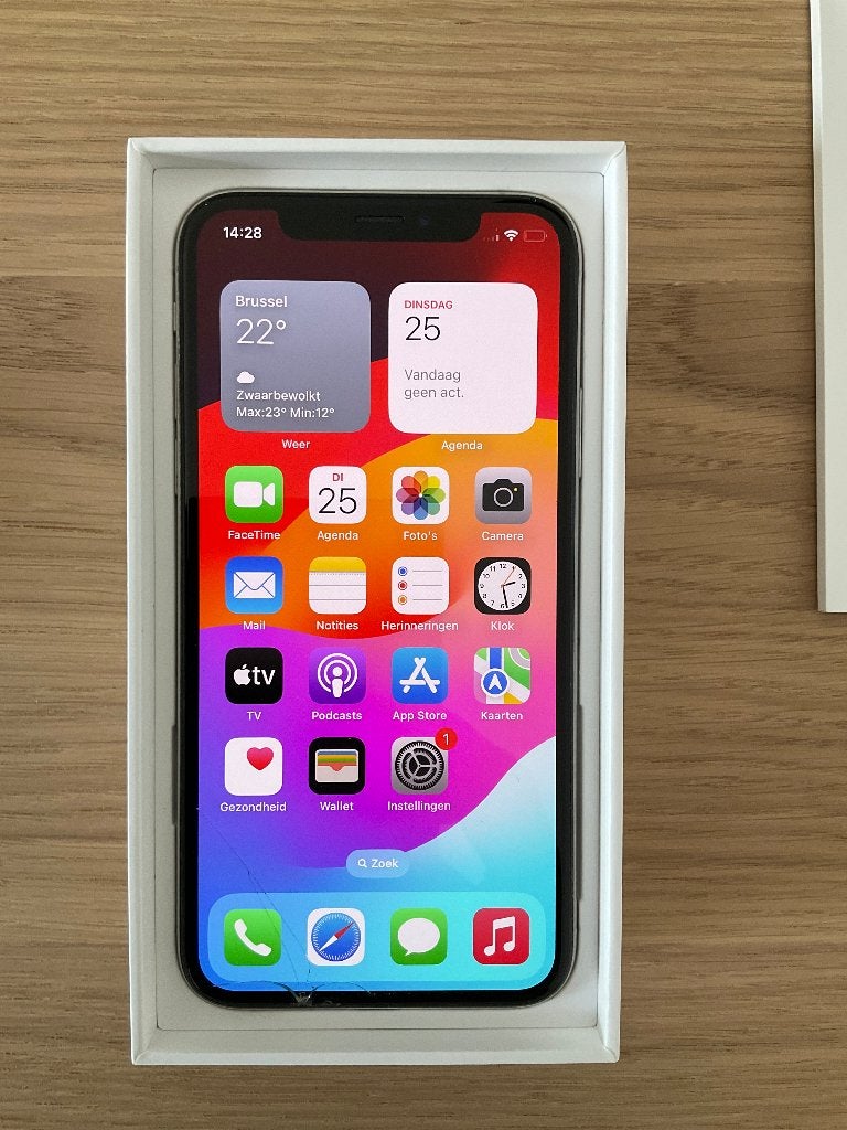 Apple iPhone Xs 256 GB zilver met barst, Telecommunicatie, Mobiele telefoons | Apple iPhone, 256 GB, Gebruikt, IPhone XS, Ophalen of Verzenden