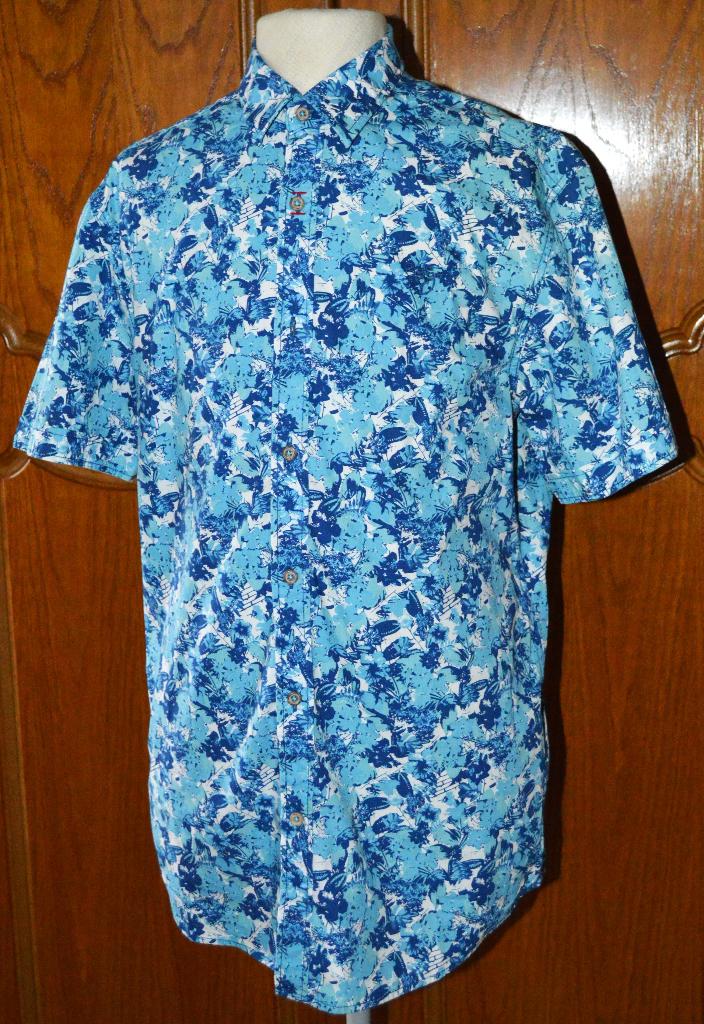 Hemd met korte mouwen M, blauw/wit blue fields, Blauw, Zo goed als nieuw, Blue Fields, Halswijdte 39/40 (M)